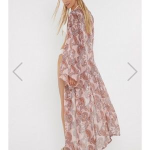 Nasty Gal Sheer Pink Paisley Print Kimono